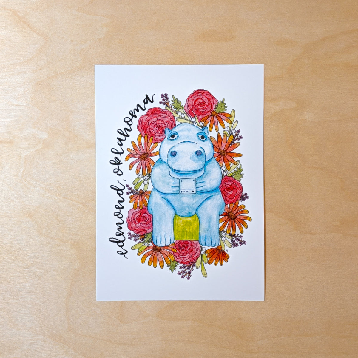Blue Hippo Route 66 Illustrated Postcard