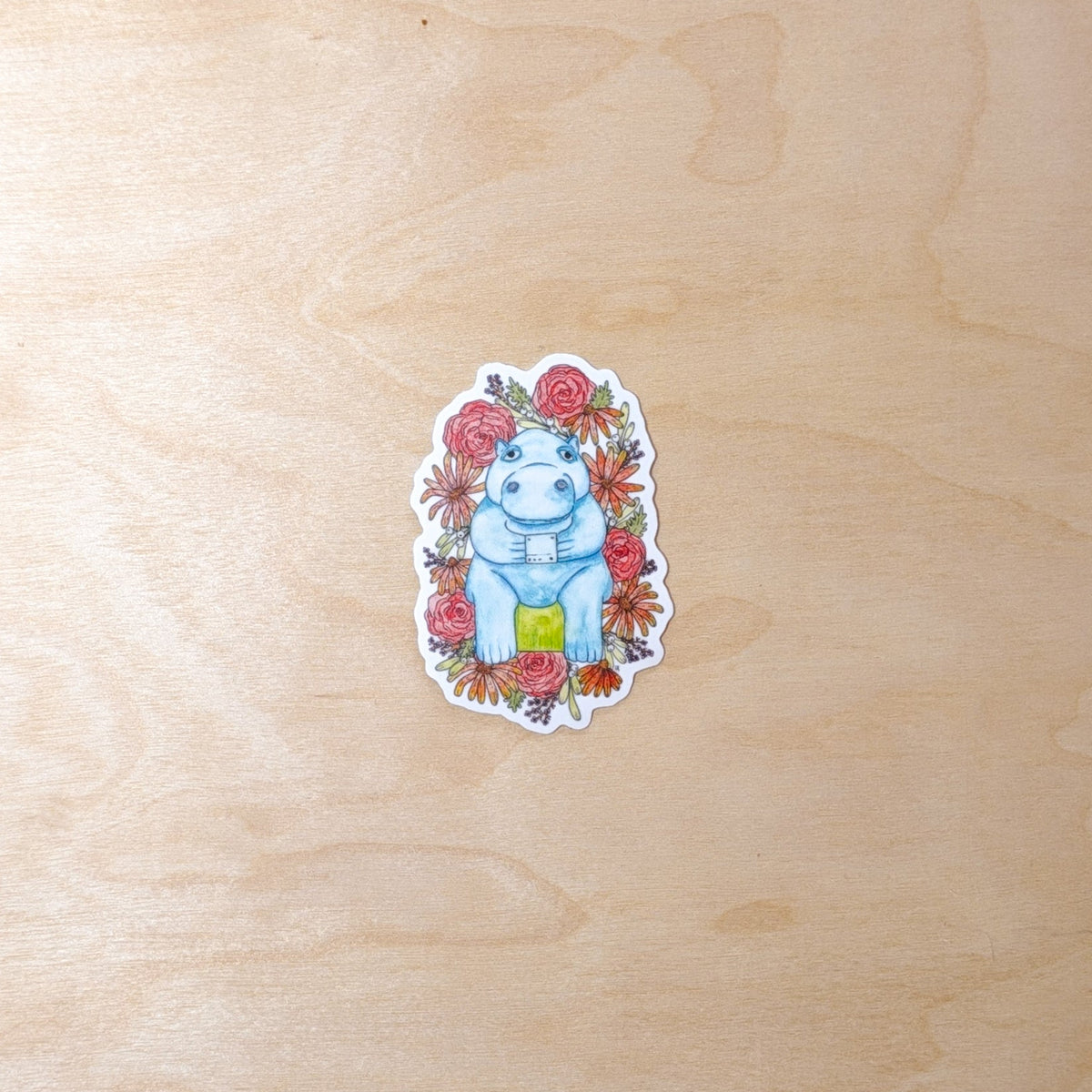 Blue Hippo Route 66 Botanical Hand-Illustrated Sticker