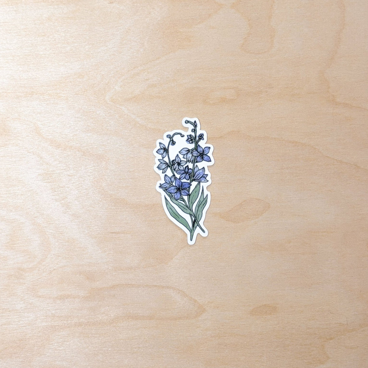 Blue Larkspur Floral Botanical Hand-Illustrated Sticker