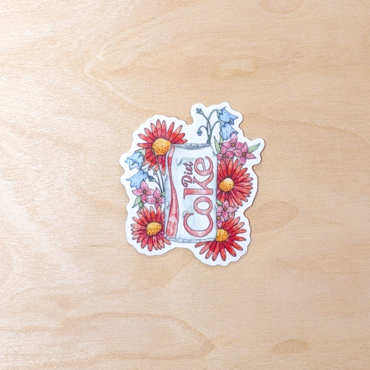 Diet Coke Botanical Hand-Illustrated Sticker