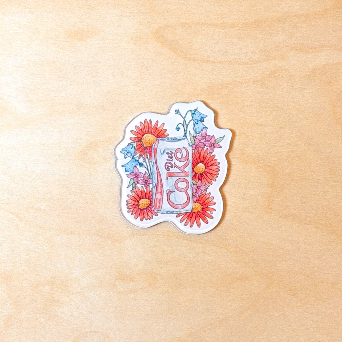 Diet Coke and Flowers Botanical Acrylic Magnet