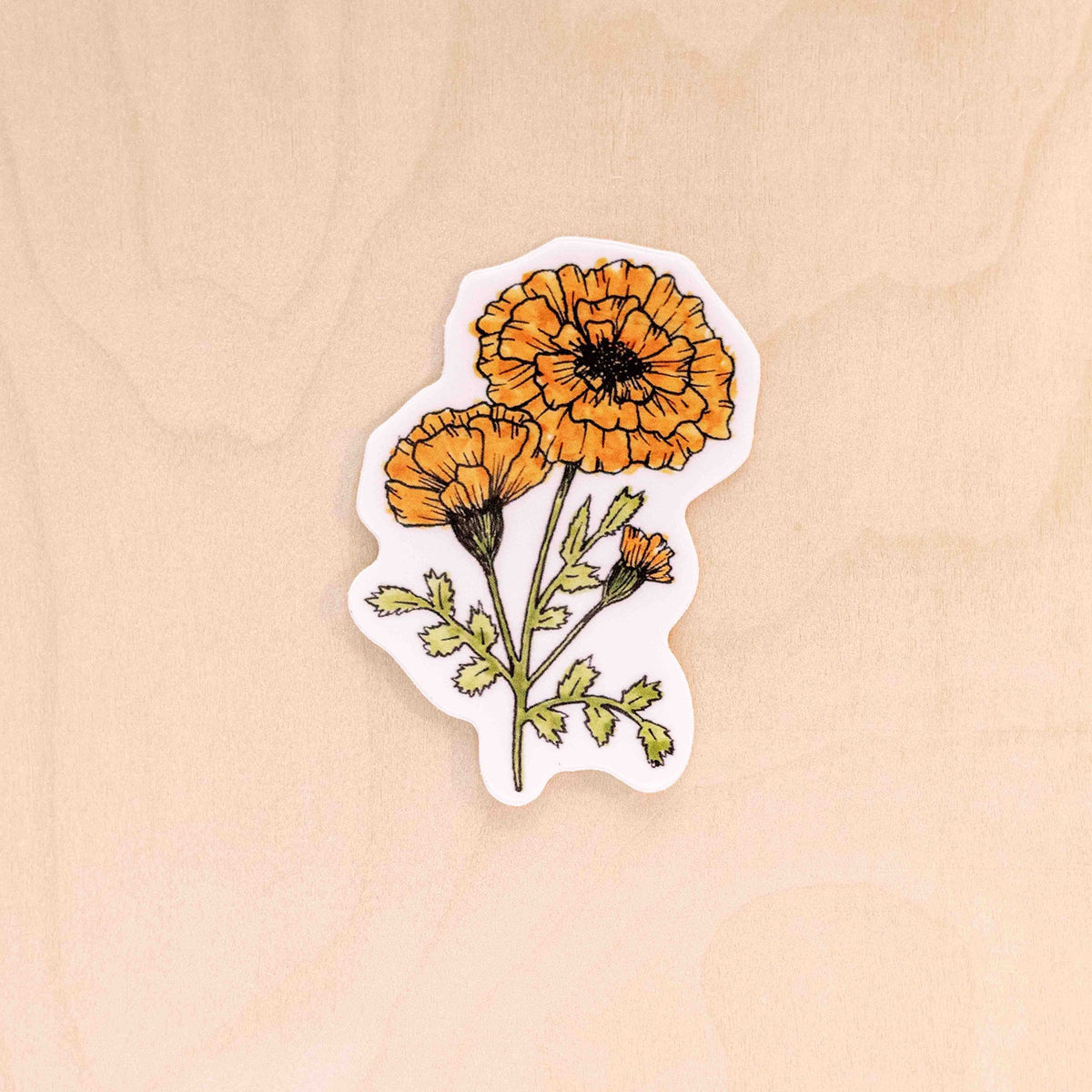 Marigold Orange Floral Botanical Sticker