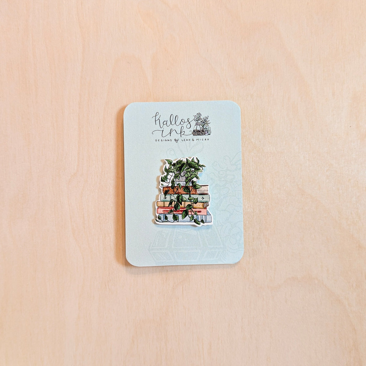 Book and Pothos Botanical Enamel Pin