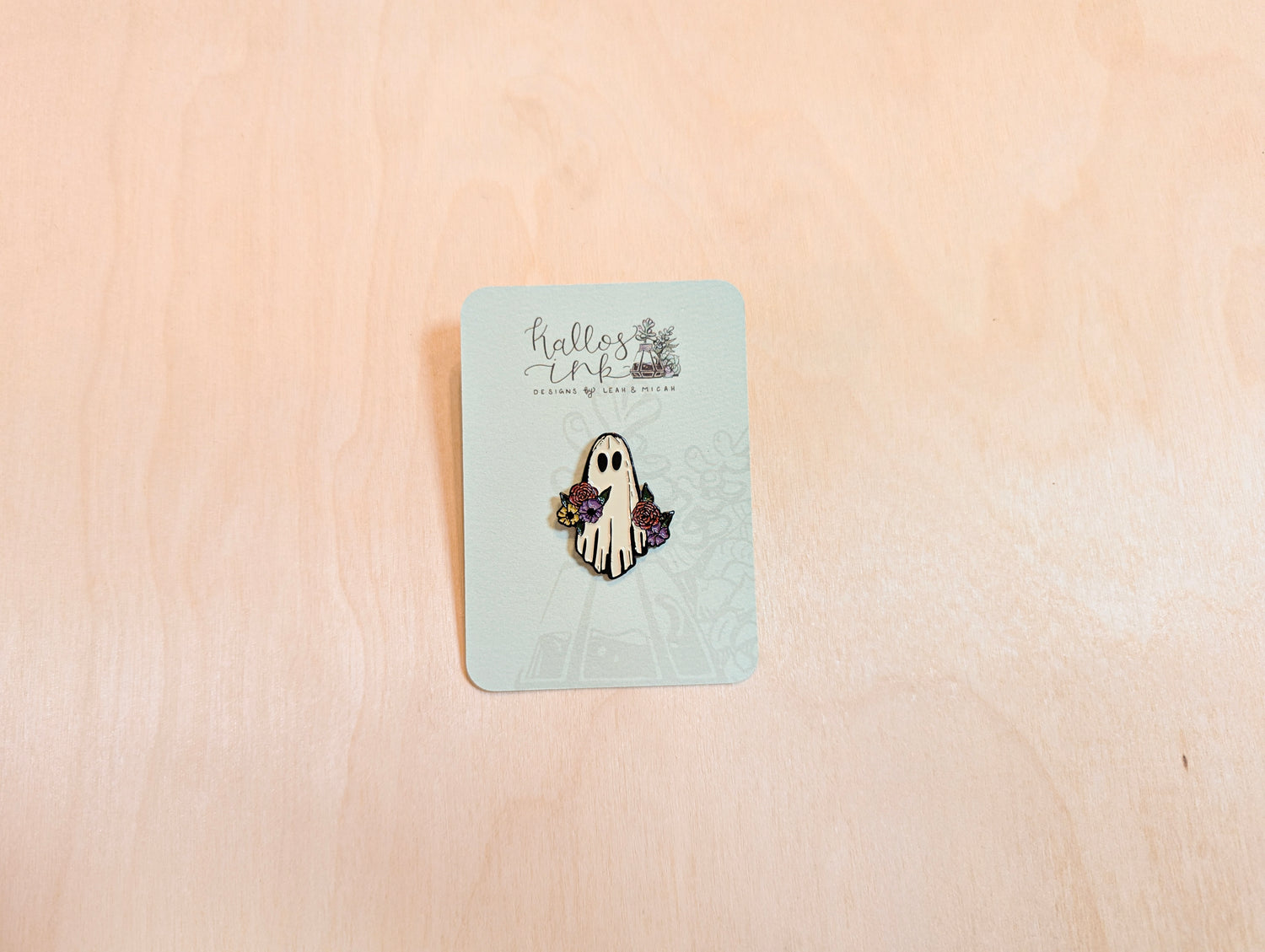 Ghost Floral Botanical Halloween Enamel Pin