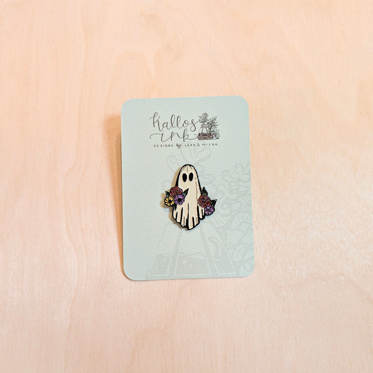 Ghost Floral Botanical Halloween Enamel Pin