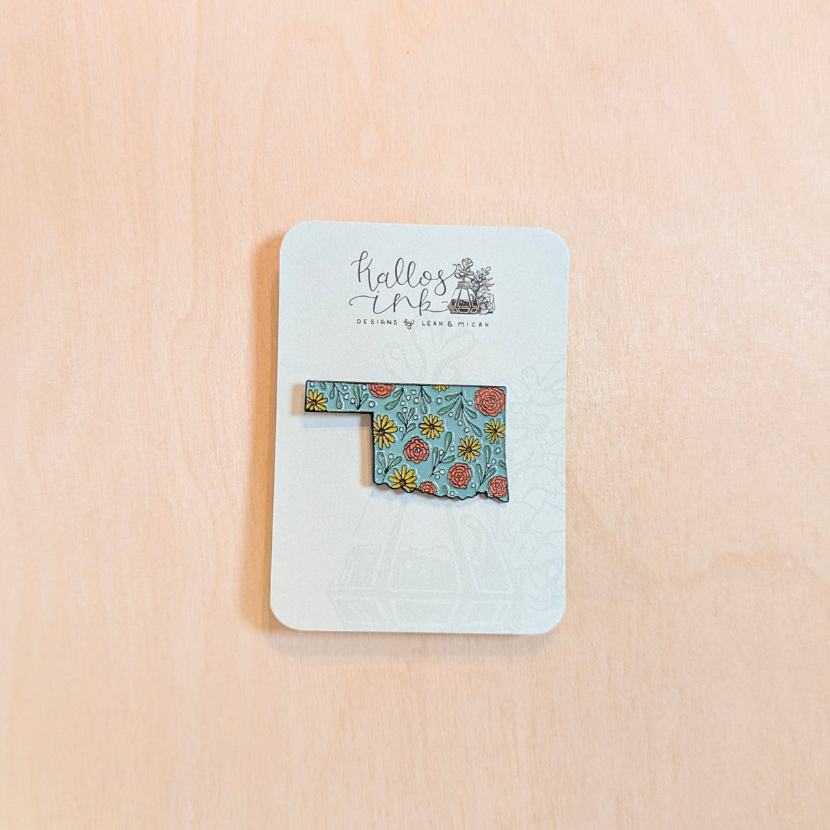 Blue Floral Oklahoma Botanical Enamel Pin