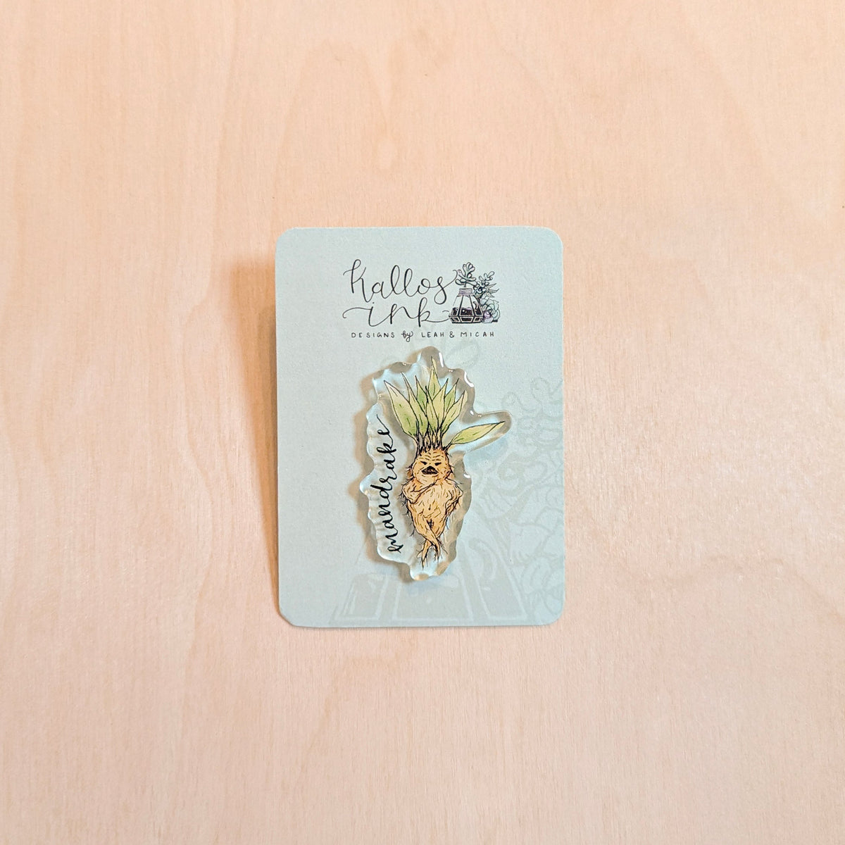 Mandrake Root Botanical Acrylic Pin