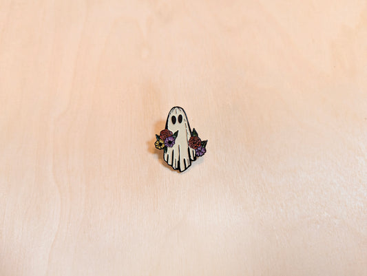 Ghost Floral Botanical Halloween Enamel Pin