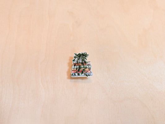 Book and Pothos Botanical Enamel Pin