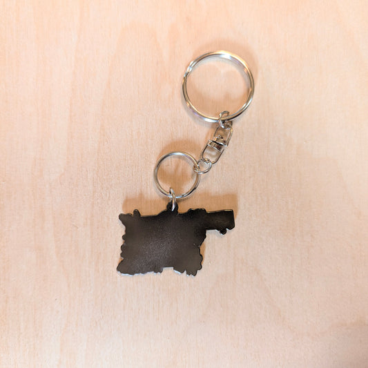 Oklahoma Shaped Hand-Illustrated Metal Keychain