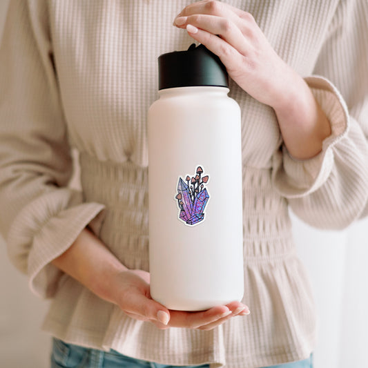 Holographic Pink Mushroom Botanical Sticker