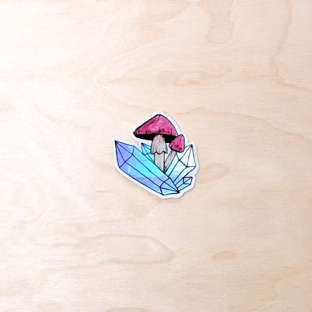 Holographic Red Mushroom Crystal Botanical Sticker