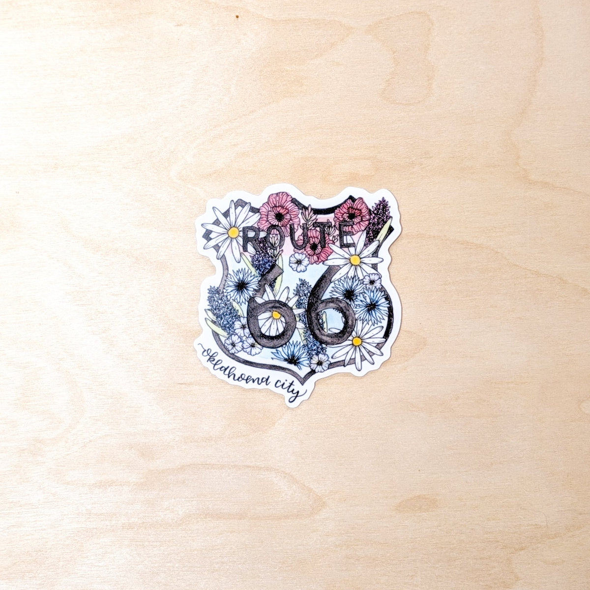 OKC Route 66 Hand-Illustrated Watercolor Sticker
