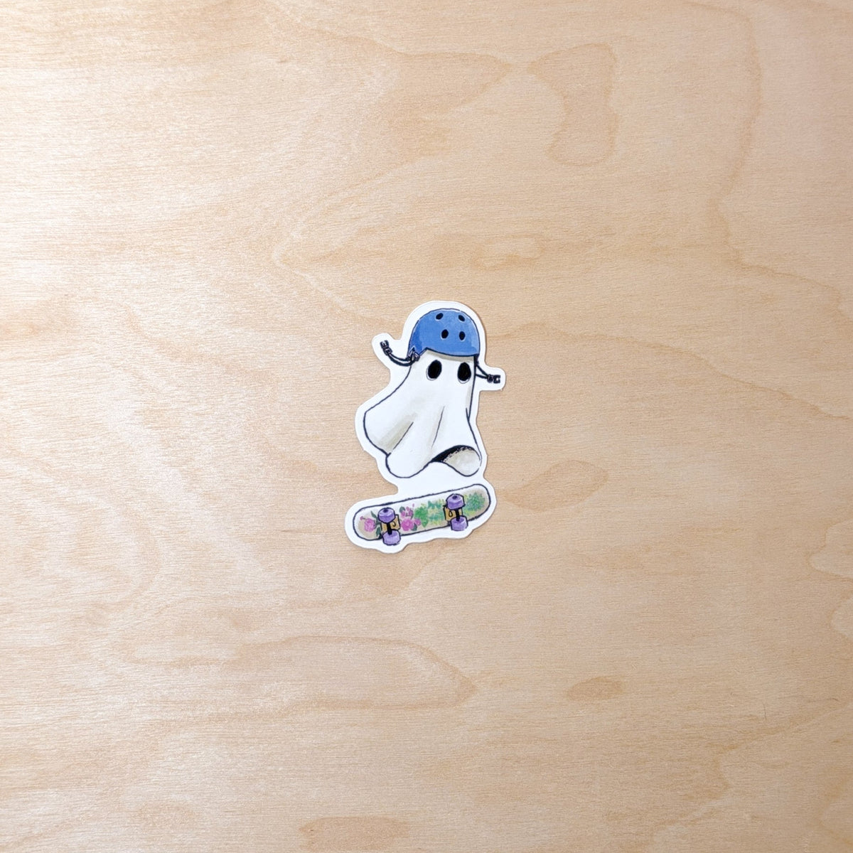 Skateboarding Ghost Halloween Sticker