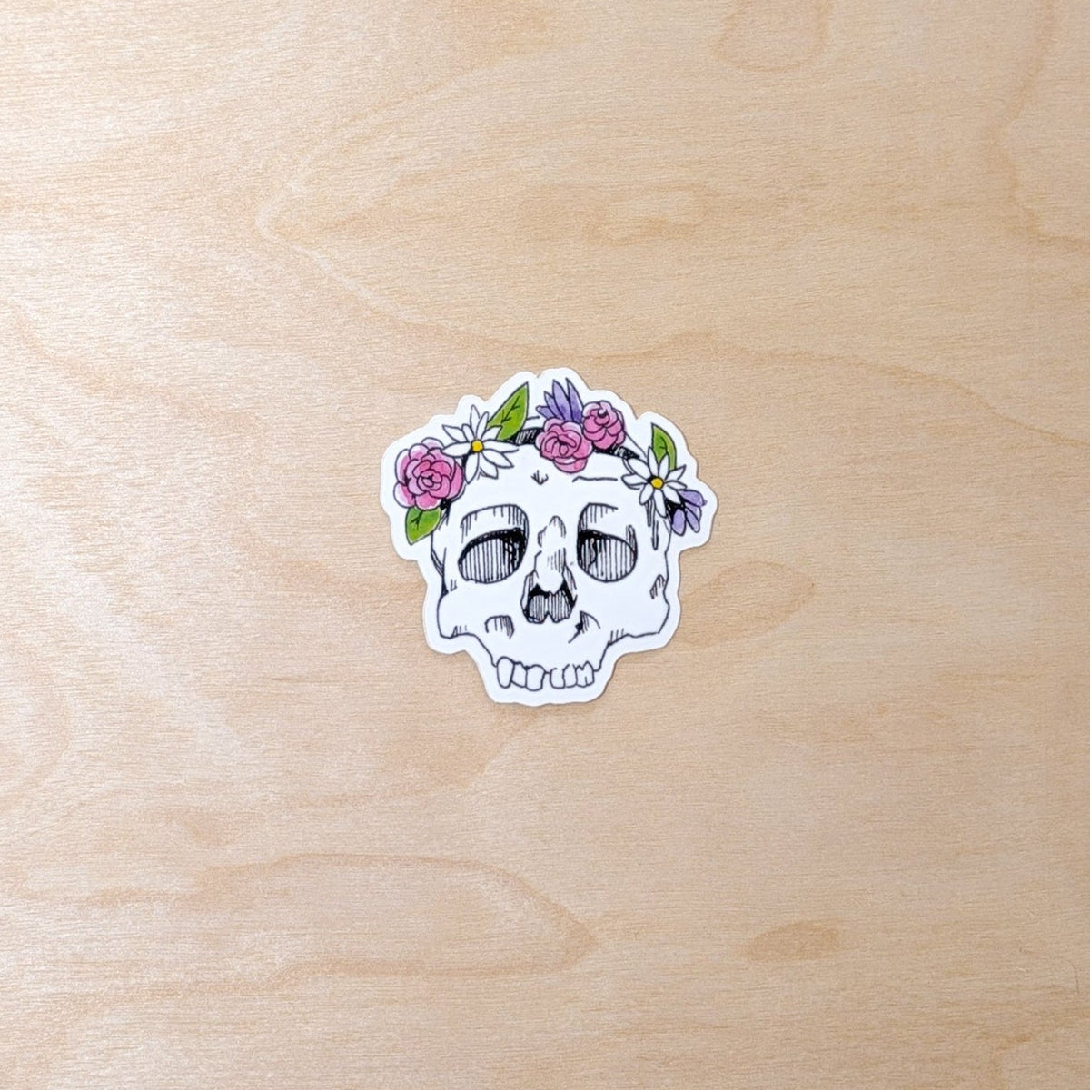 Skull with Flower Crown Botanical Halloween Sticker