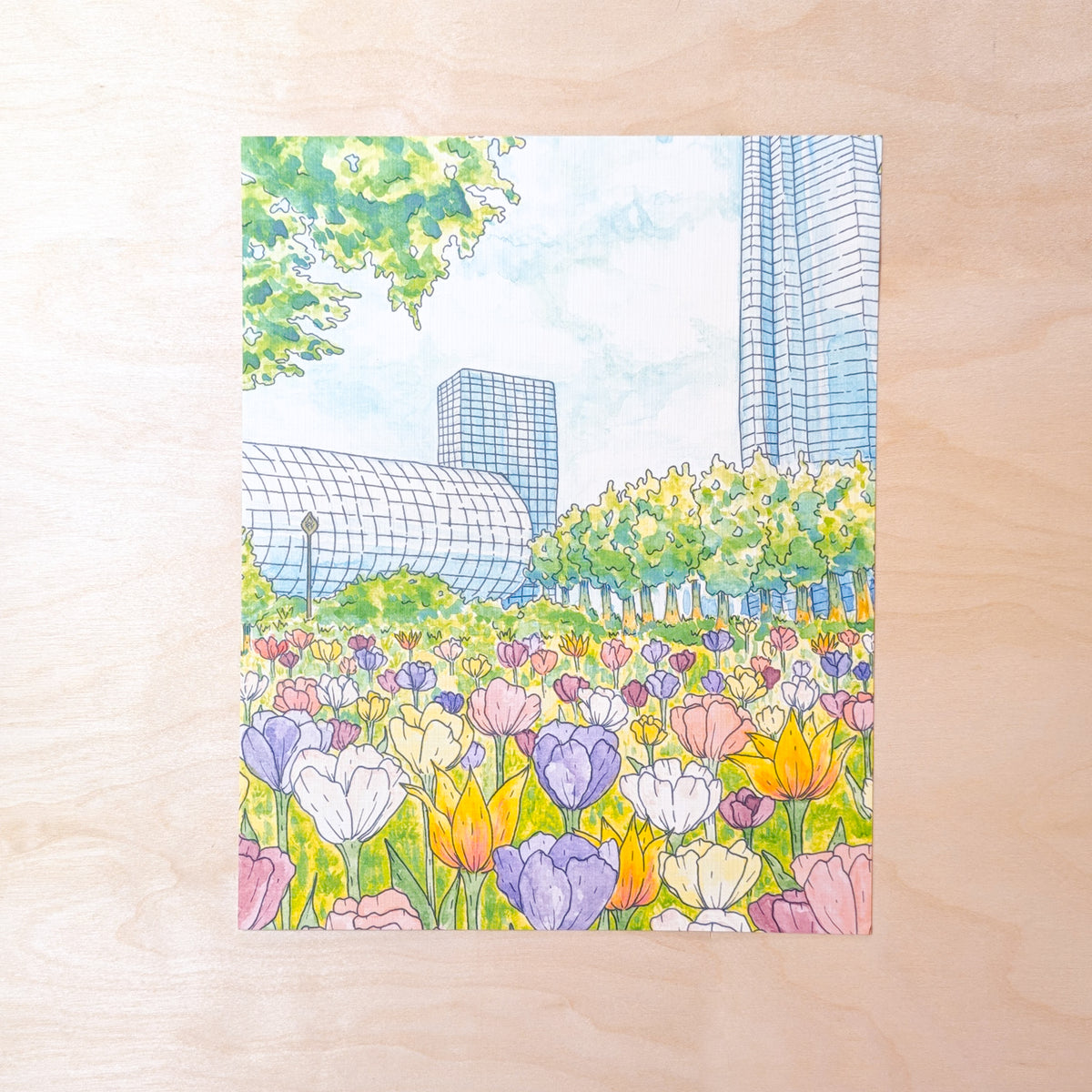 Tulips in the City Oklahoma City Art Print
