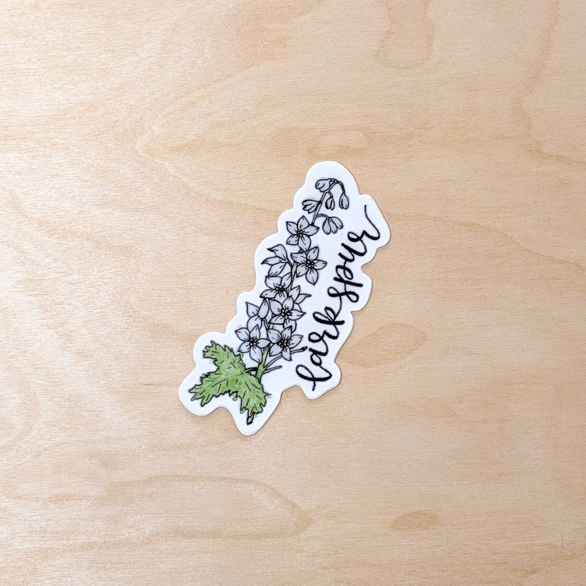White Larkspur Floral Botanical Hand-Illustrated Sticker