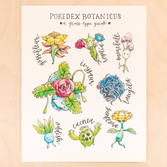 Pokedex Botanicus Pokemon Grass-Type Art Print