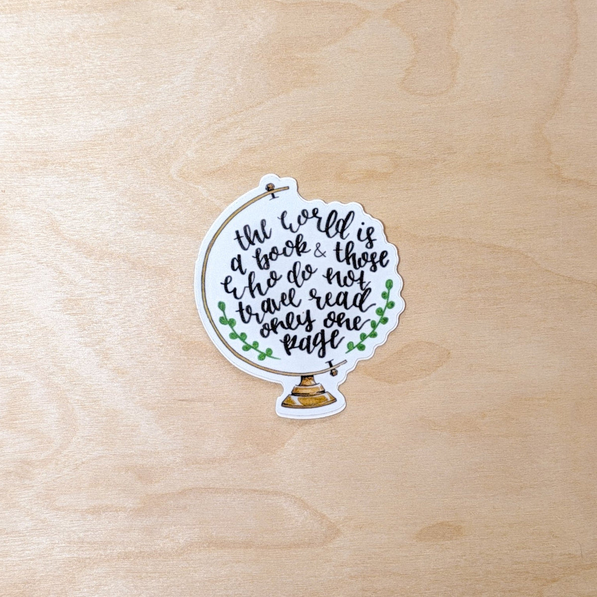 World Is a Book Globe Hand-Illustrated Sticker