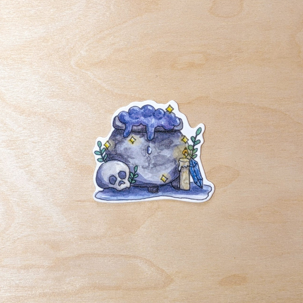 Bubbly Cauldron Hand-Illustrated Watercolor Sticker