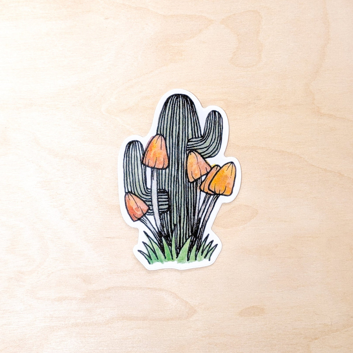 Cactus and Mushroom Botanical Sticker
