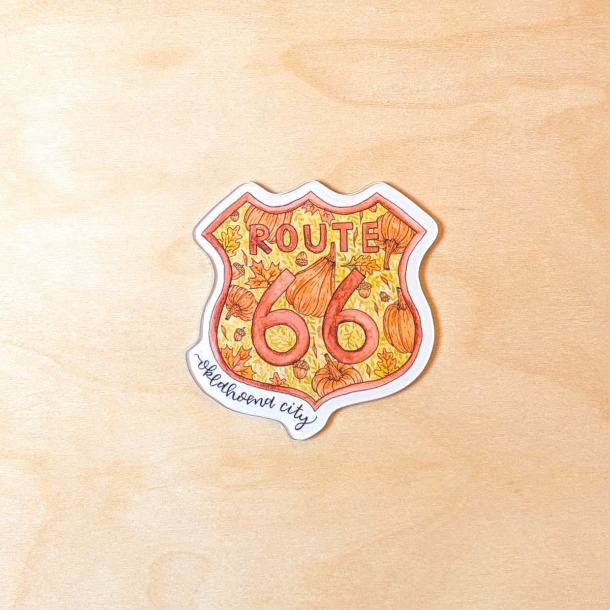Fall Route 66 Oklahoma City Botanical Acrylic Magnet