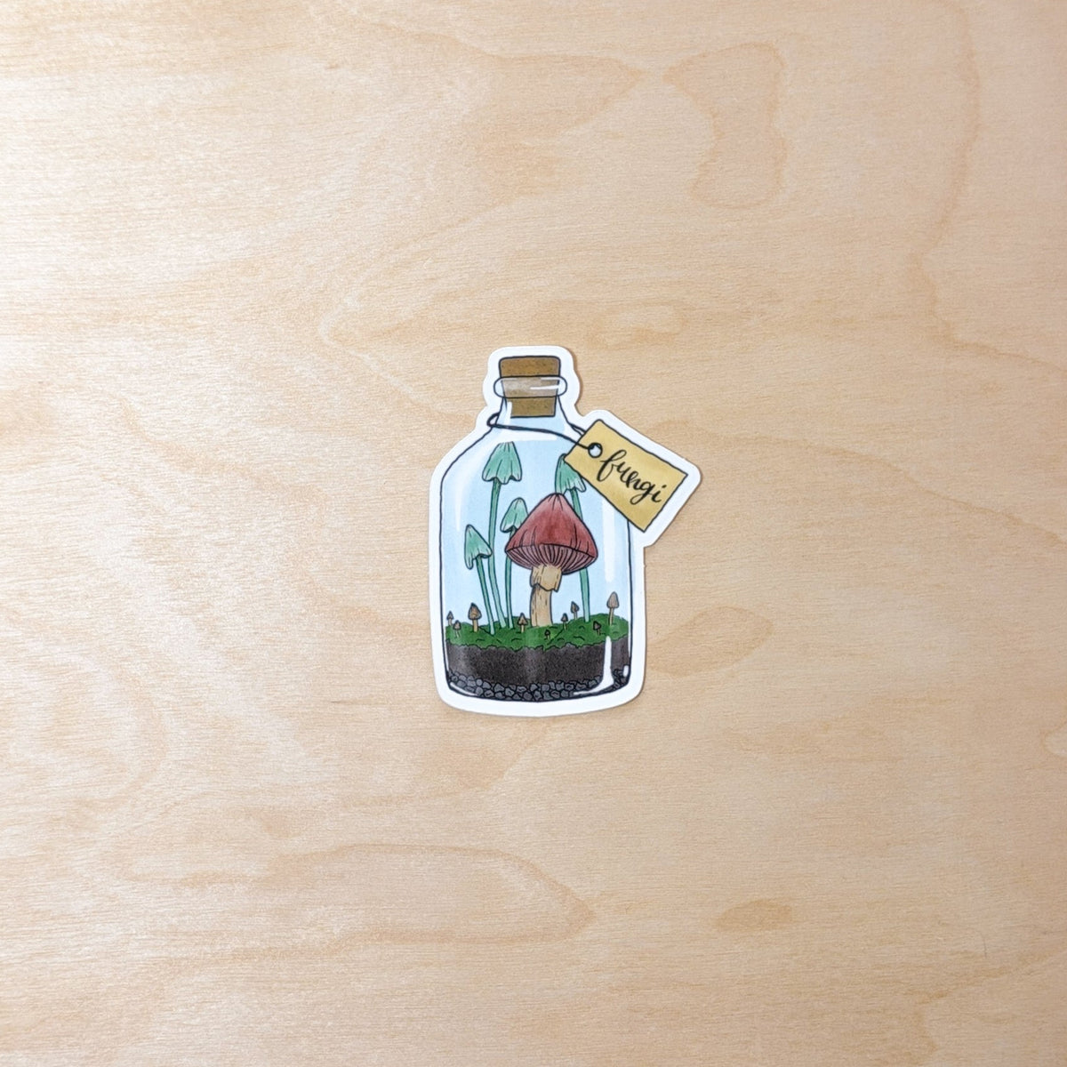 Fungi Bottle Mushroom Botanical Sticker