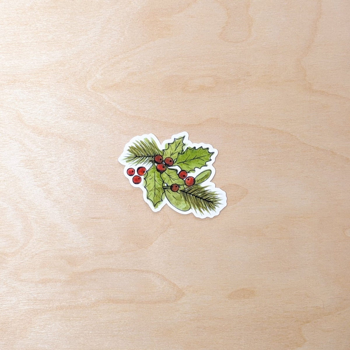 Holly December Botanical Hand-Illustrated Sticker