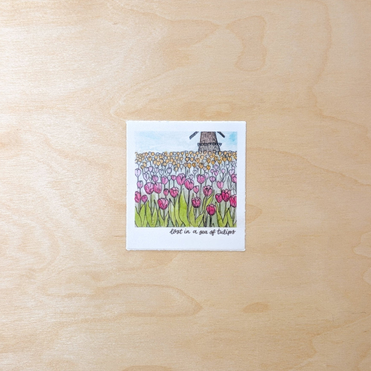 Lost in a Sea of Tulips Polaroid Botanical Sticker