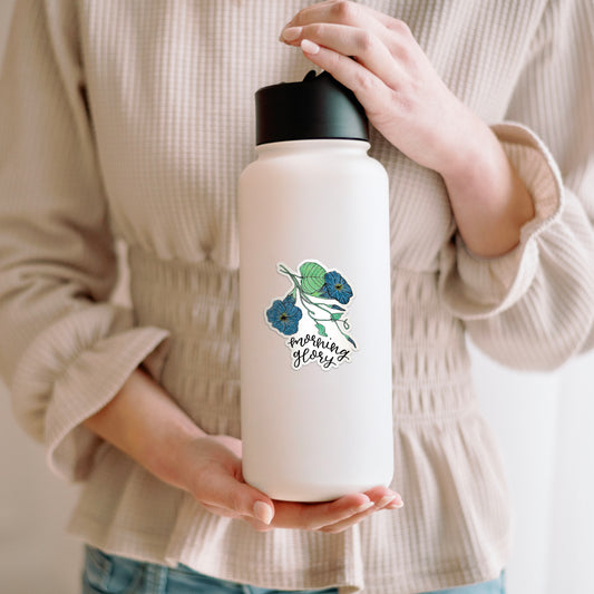 Morning Glory Blue Floral Botanical Sticker