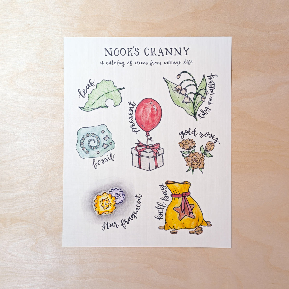 Animal Crossing Village Life Botanical Art Print