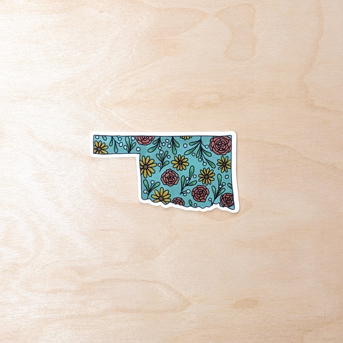 Blue Floral Oklahoma Botanical Sticker