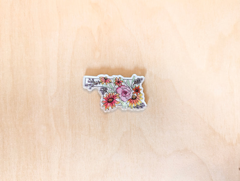 Oklahoma Shaped Floral Magnet