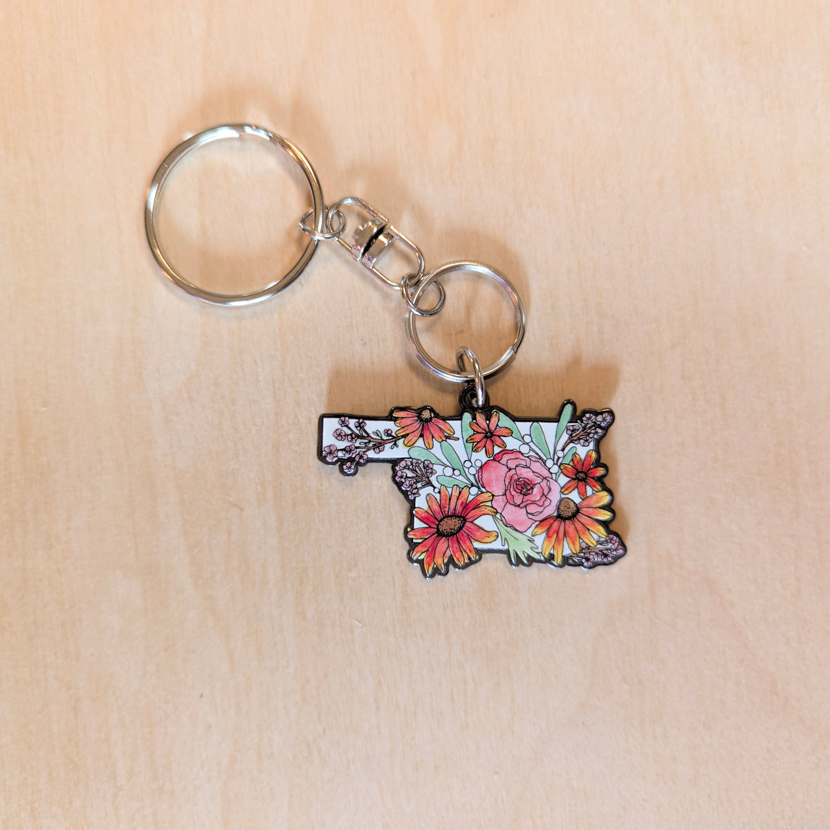 Oklahoma Shaped Metal Keychain