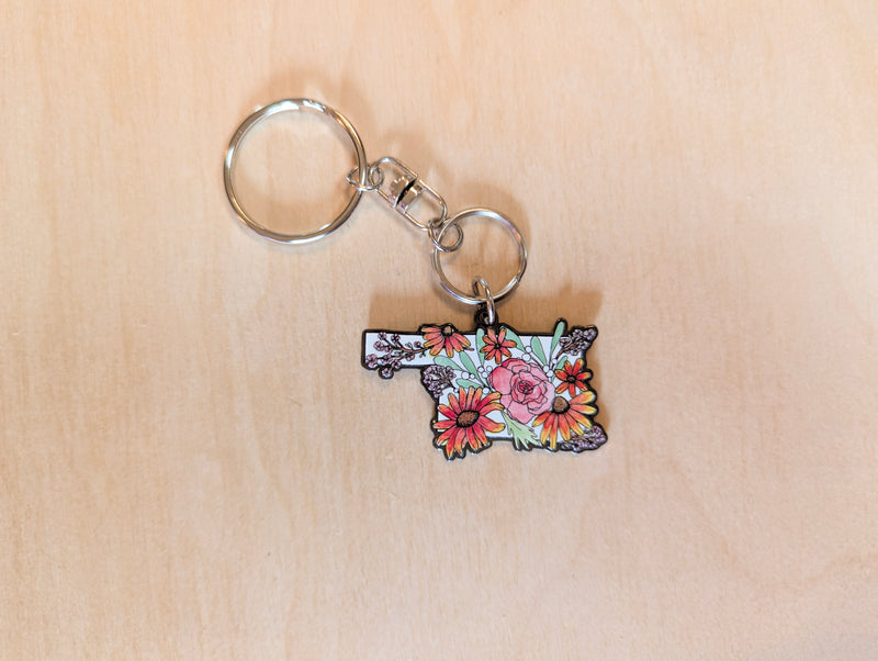 Oklahoma Shaped Metal Keychain
