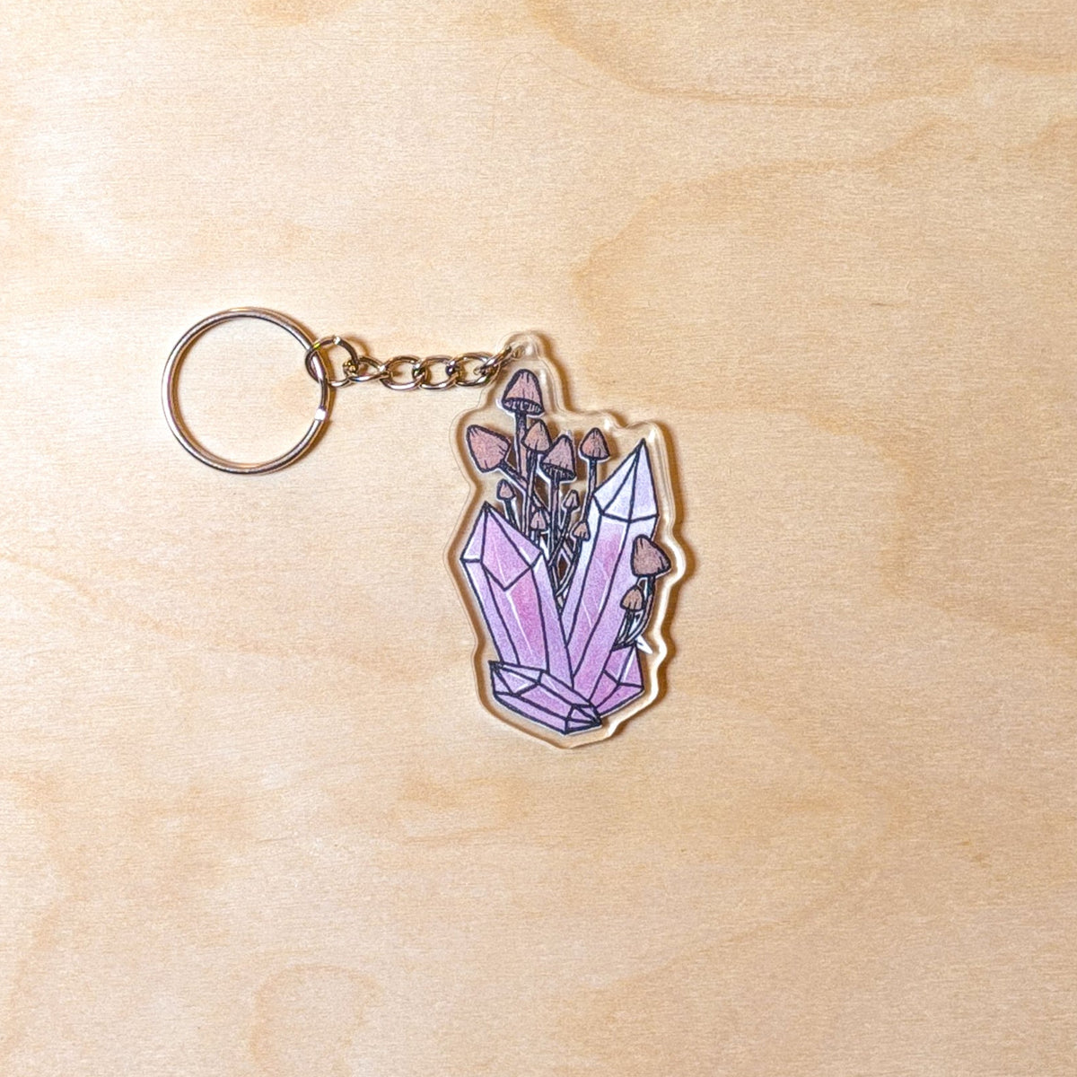 Crystal Mushroom Acrylic Botanical Keychain