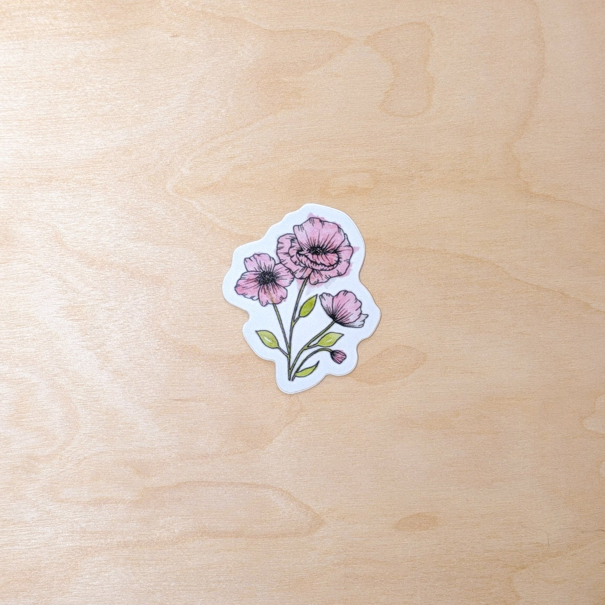 Red Poppy Botanical Hand-Illustrated Sticker
