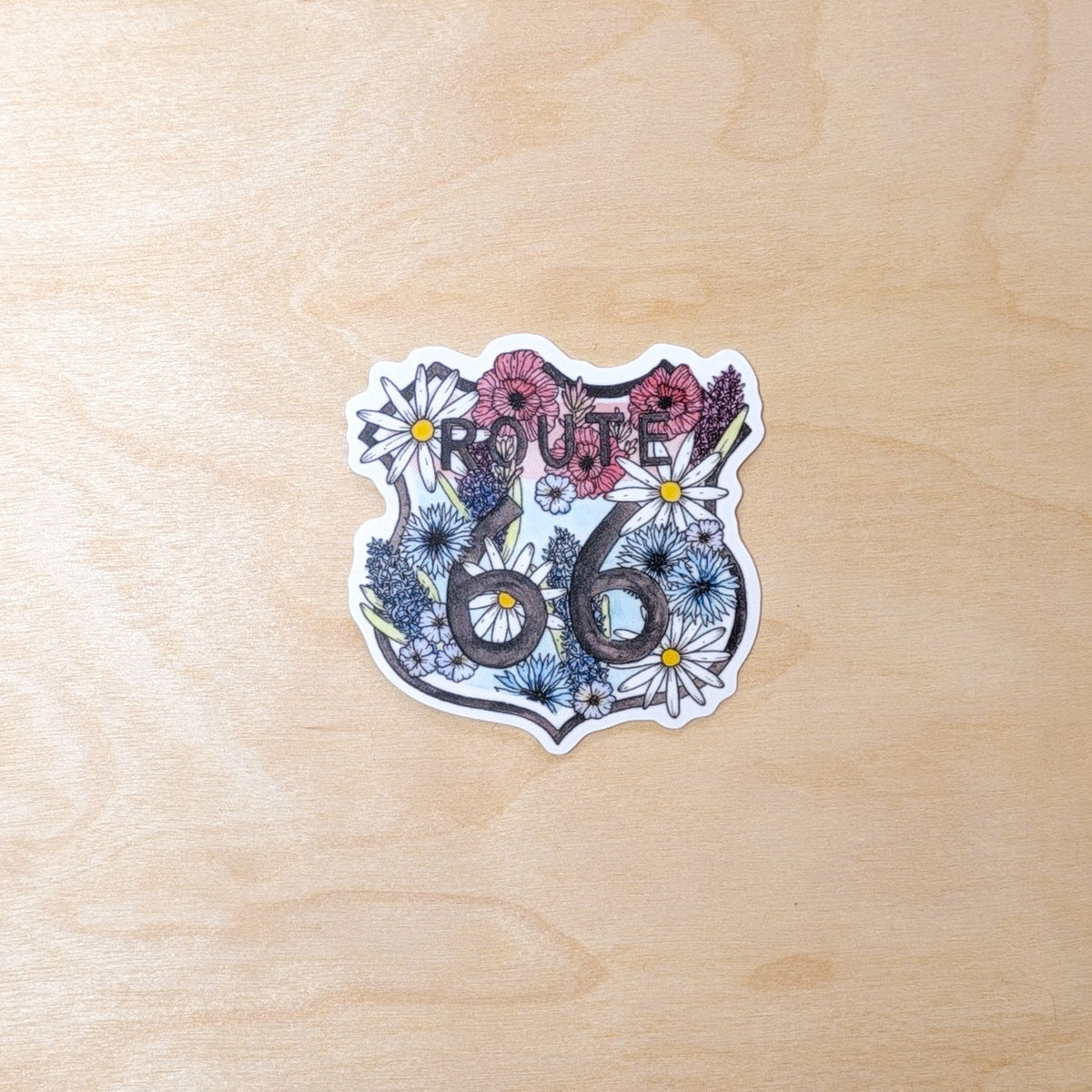 Route 66 Hand-Illustrated Watercolor Sticker