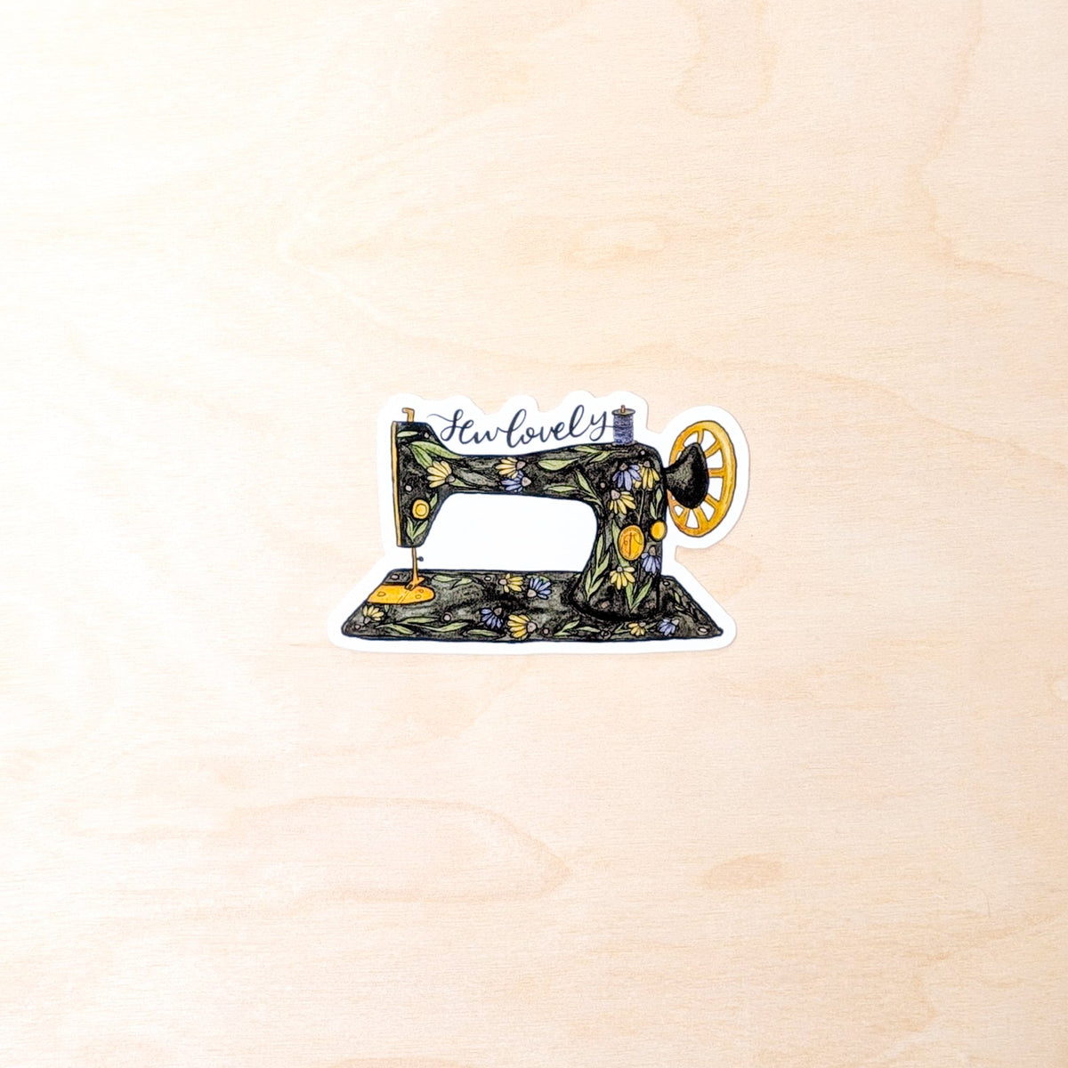 Sew Lovely Vintage Sewing Machine Floral Sticker