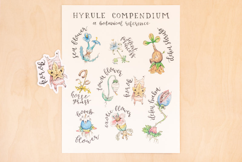 Hyrule Compendium Art Print + Sticker