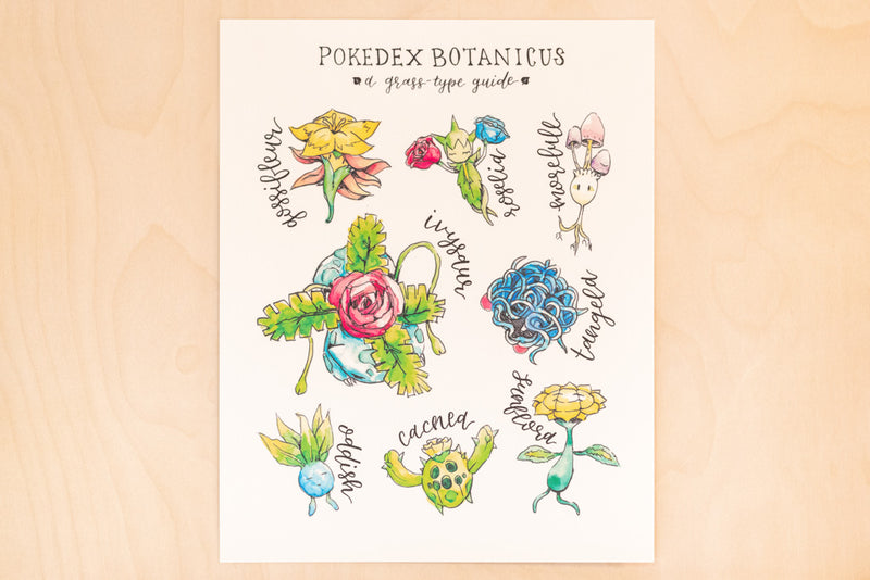 Pokedex Botanicus Pokemon Art Print