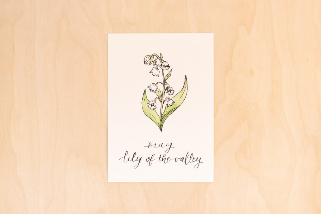 May Birth Month Lily of the Valley Botanical Print