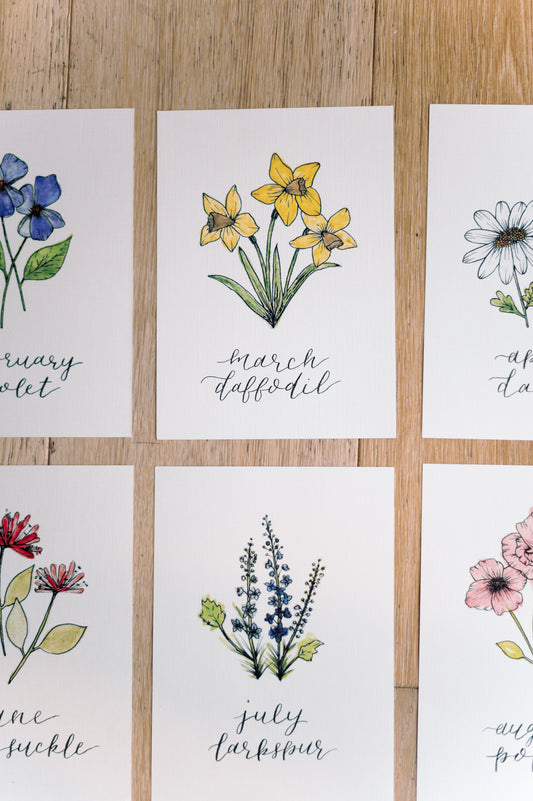 March Birth Month Daffodil Floral Botanical Print